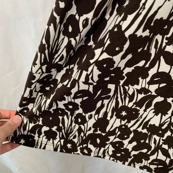 BCBGMaxazria Mini Dress Women's Medium Brown Floral Square Neck Short Sleeve - Picture 6 of 10